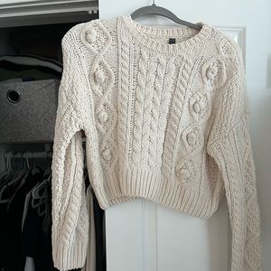 Francesca’s chenille cable-knit cropped sweater